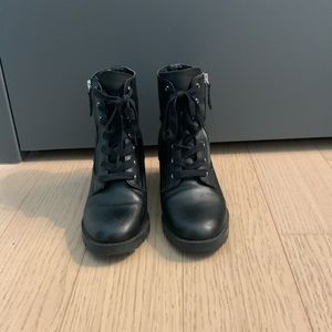 ALDO black leather heeled combat boots size 7.5